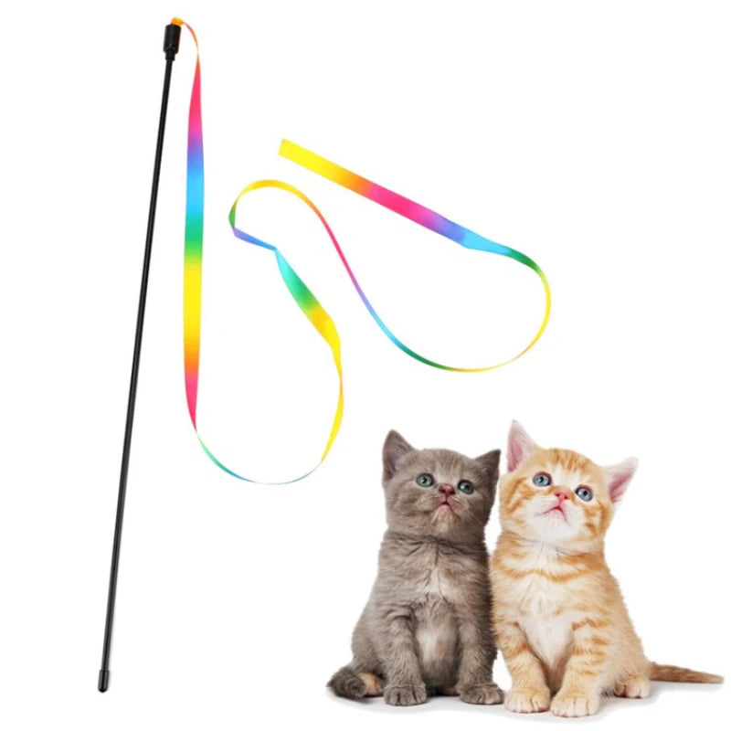 Juguete varita con cintas para gatos - instinto cazador